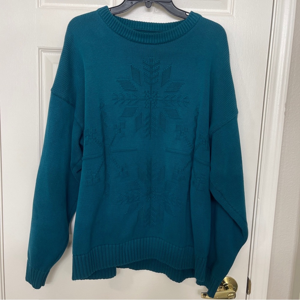 90’s Vintage Eddie Bauer Teal Knit Pullover XL